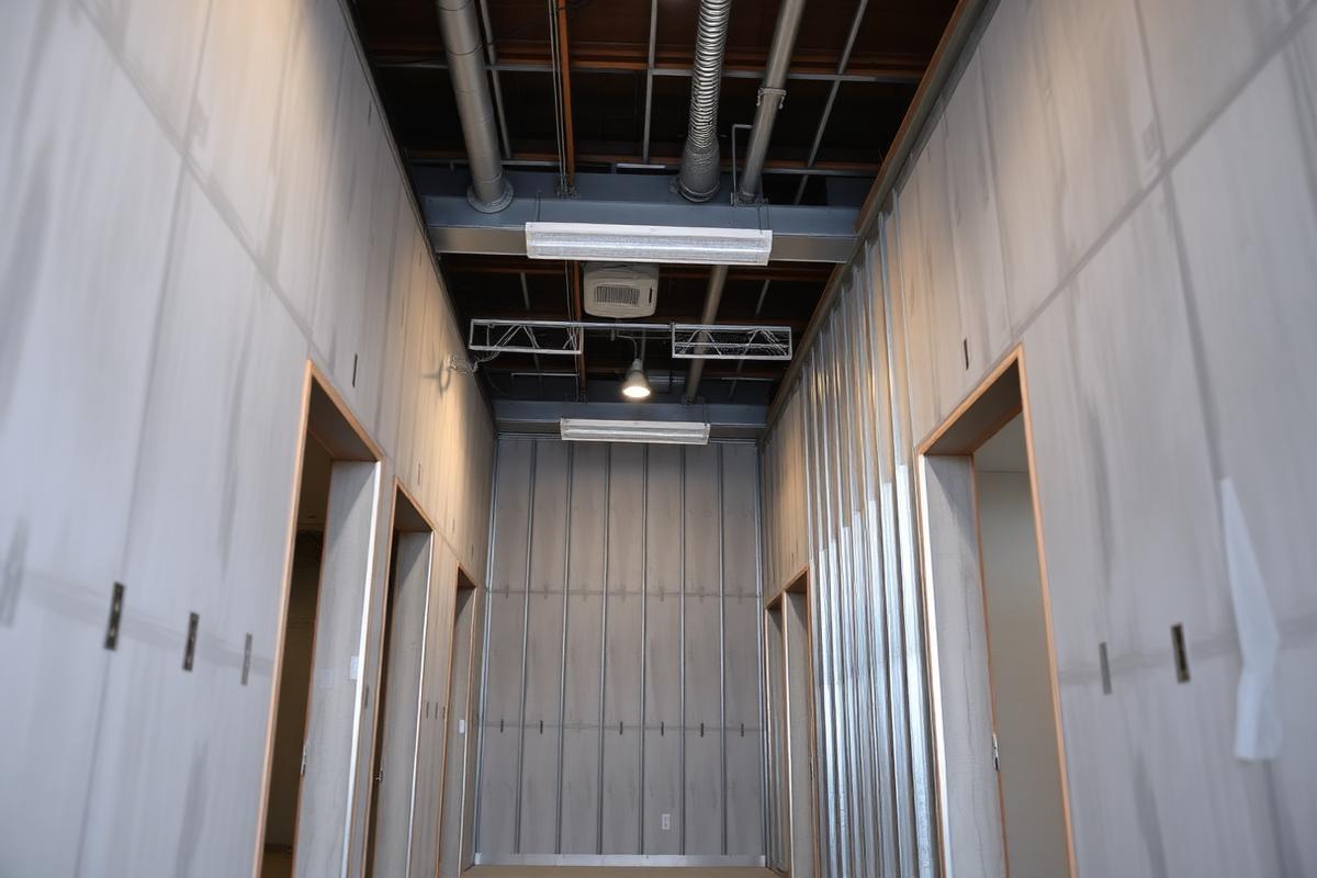 Interior renovation in progress inside an occupied multifamily building
